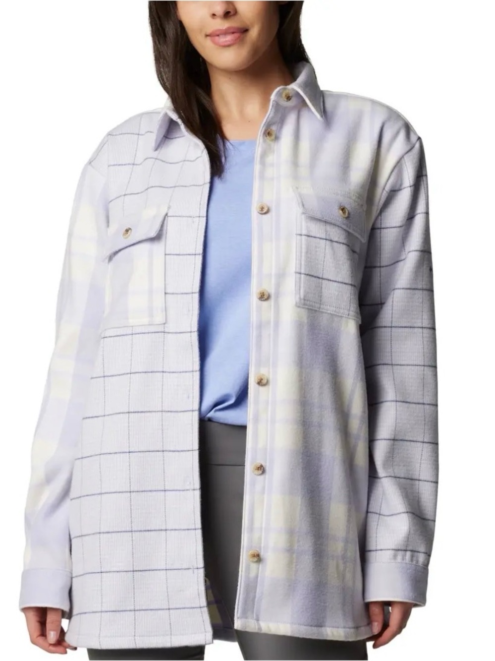 Columbia Lavender Plaid Shacket with Cream Accents - Women's M